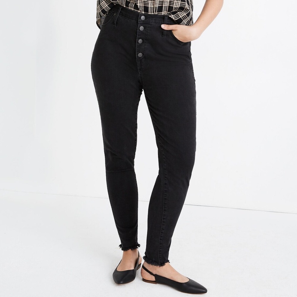 Madewell 10" High-Rise Skinny Jeans - Button-Through - Berkeley Black - Size 34